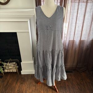 Cotton Gingham Midi Length Checkered Tiered Tiana B Dress